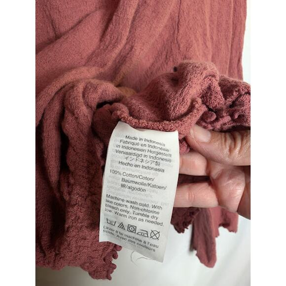 Madewell | Texture & Thread Large 100% cotton long sleeve Dusty rose Crop Top - Picture 6 of 6